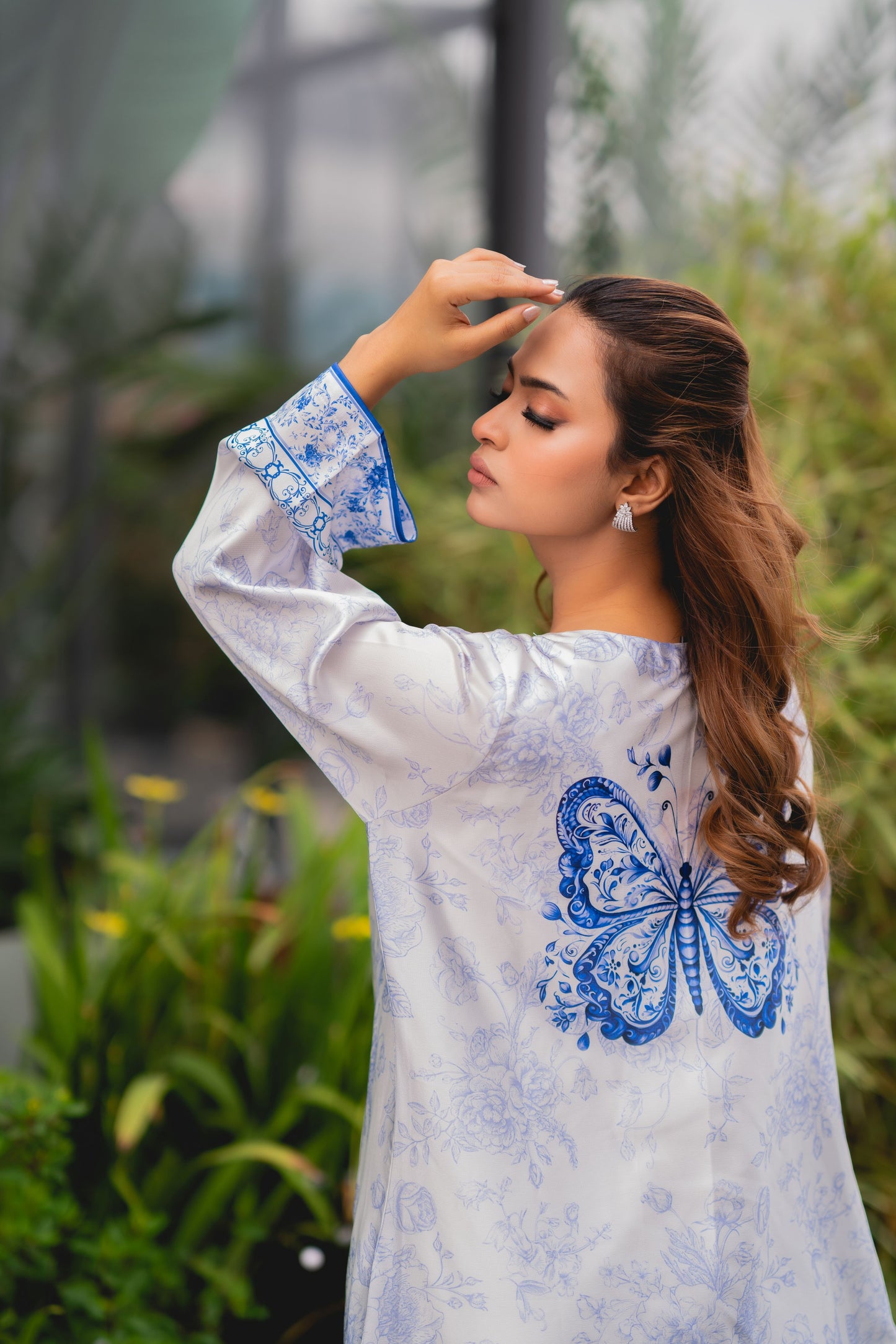 Ivory Azure Bloom Shrug Set