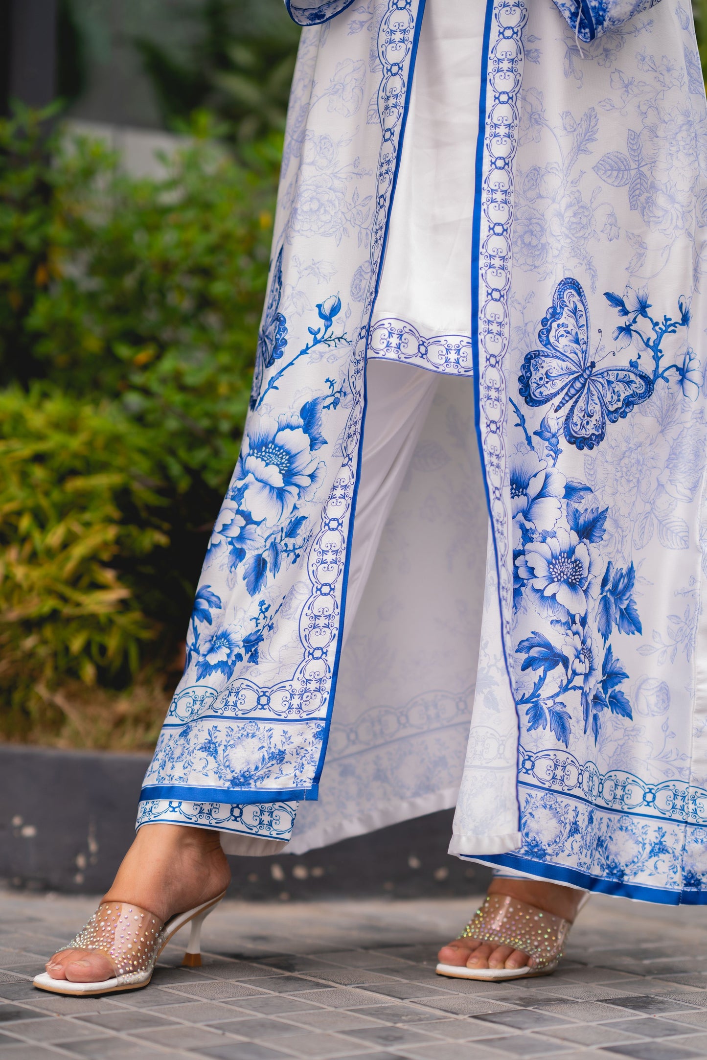 Ivory Azure Bloom Shrug Set