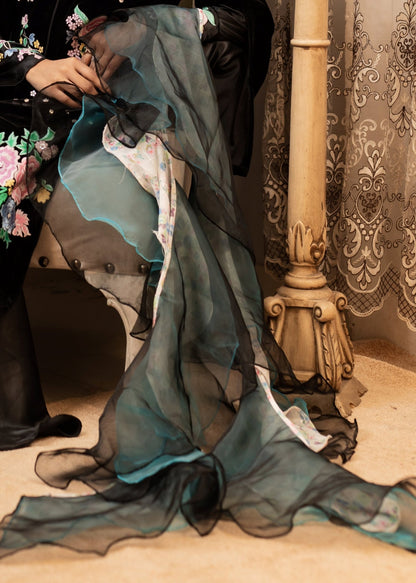 Ruffle Dupatta With Print Panel