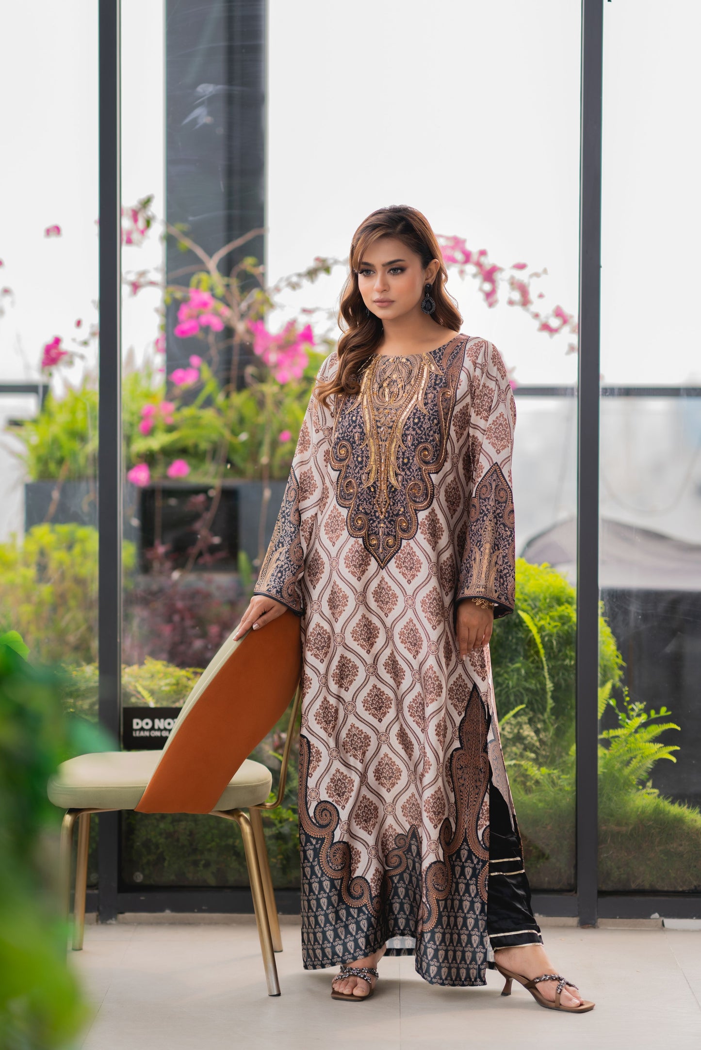 Desert Ivory Regal Long Kameez And Pant Set