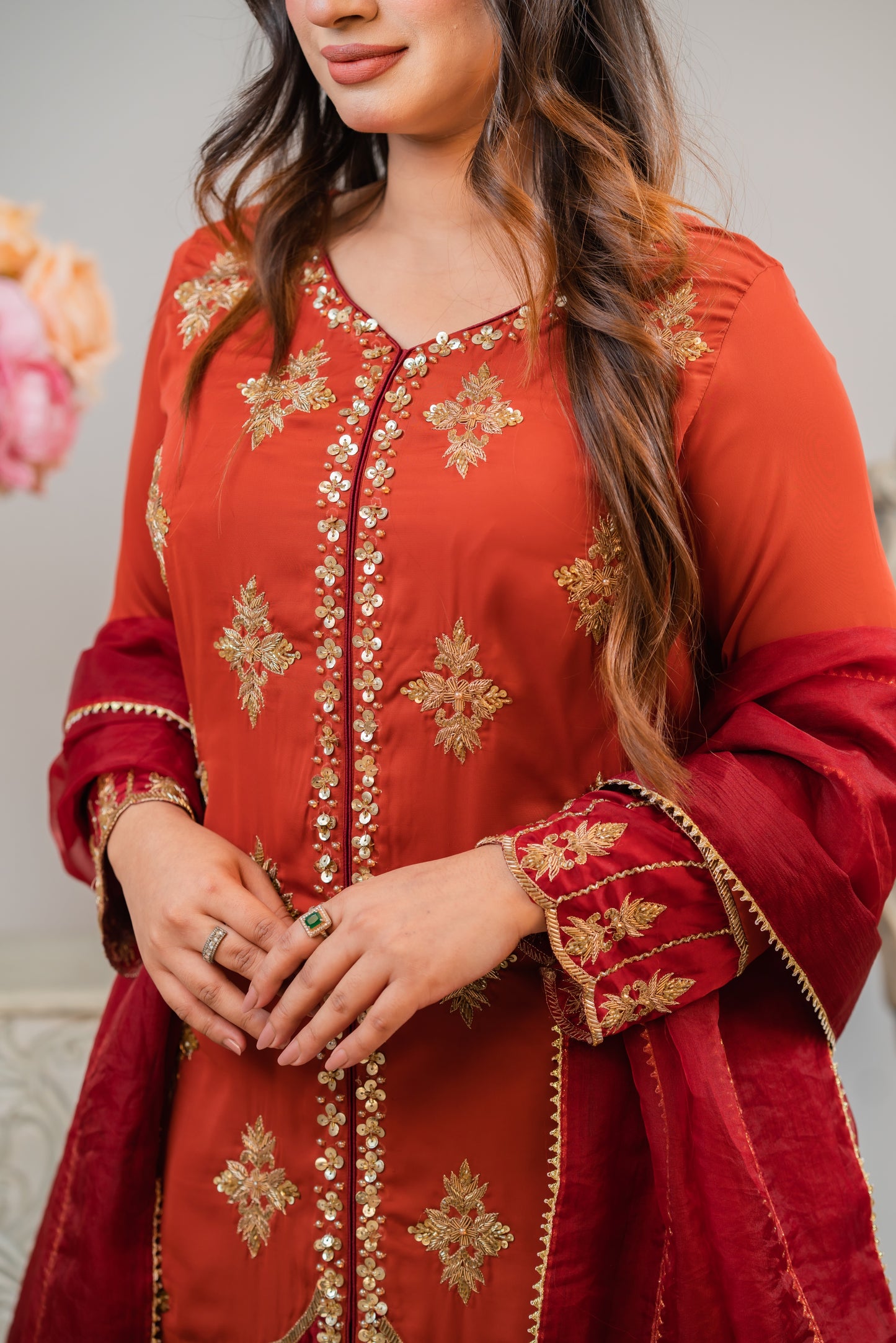 Rusty Maroon Short Kurti Set