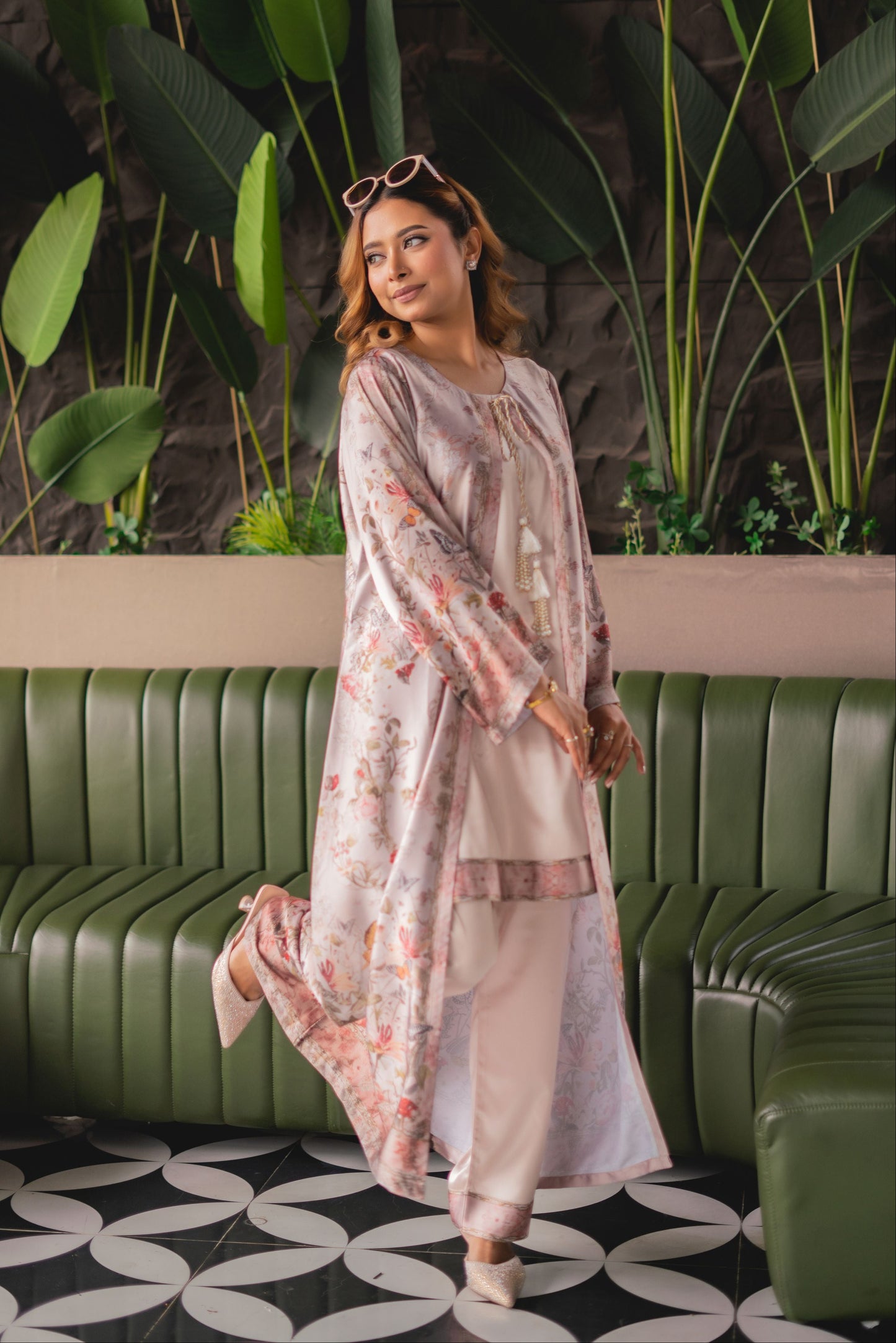 Blush Garden Printed Shrug Set