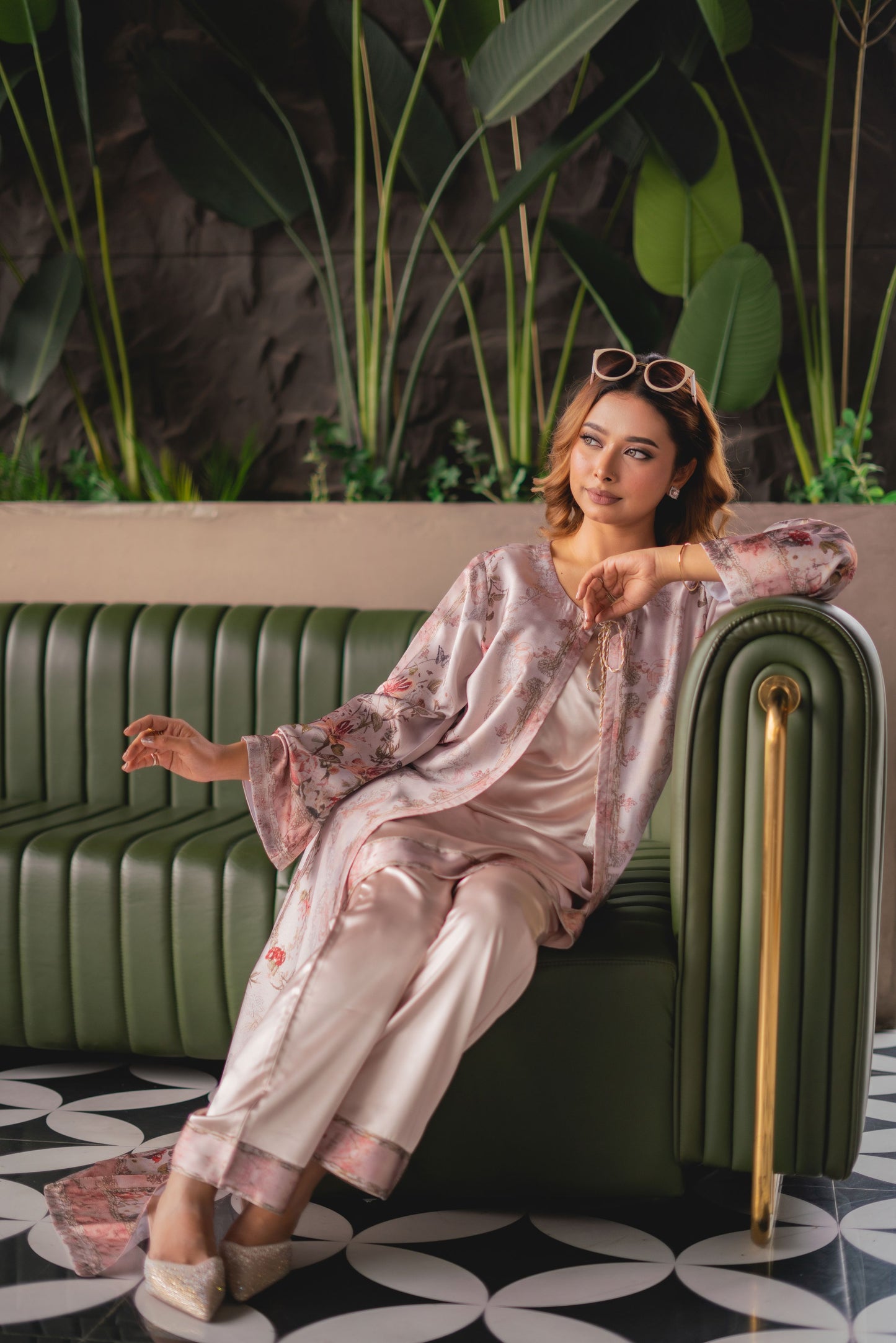 Blush Garden Printed Shrug Set