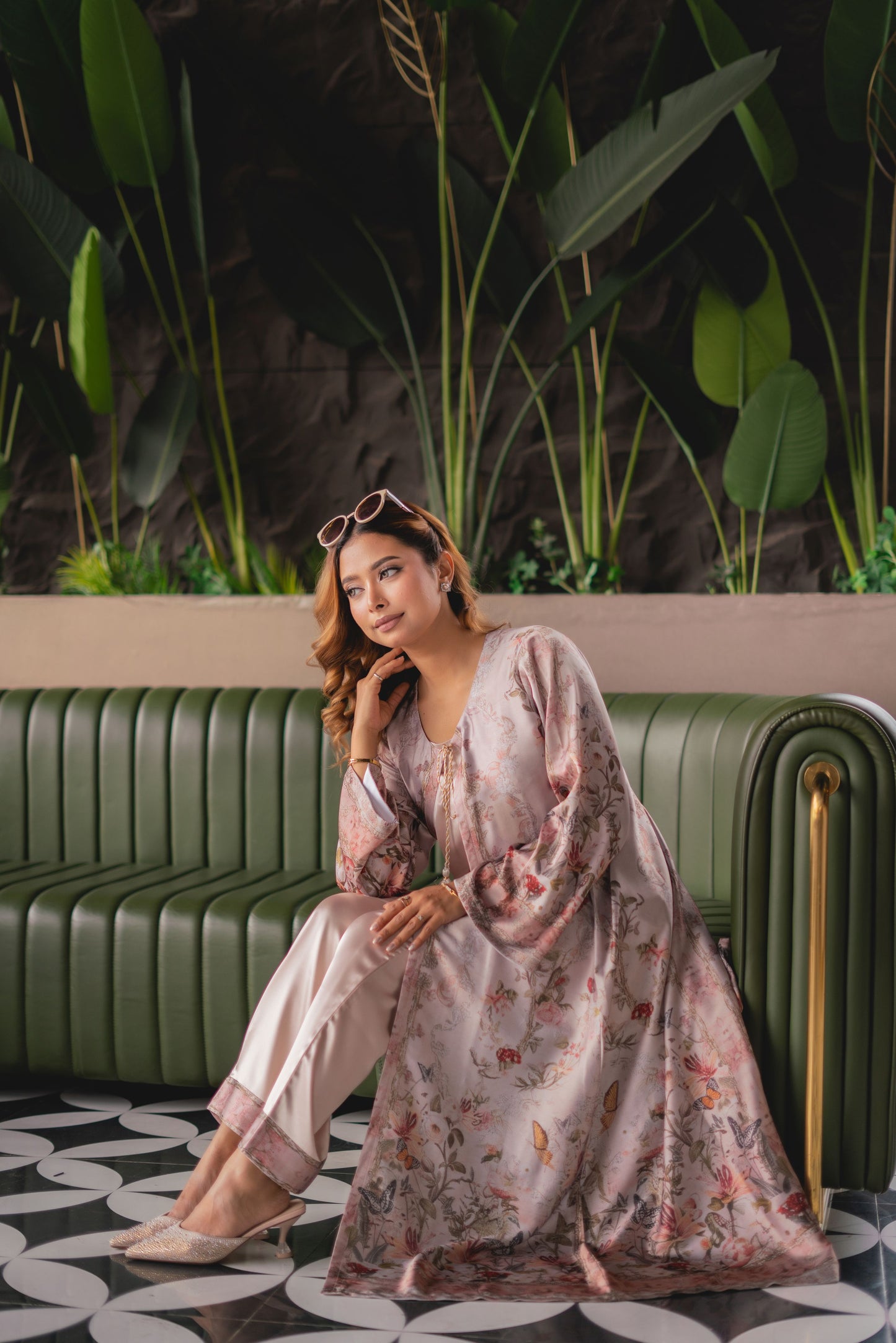 Blush Garden Printed Shrug Set