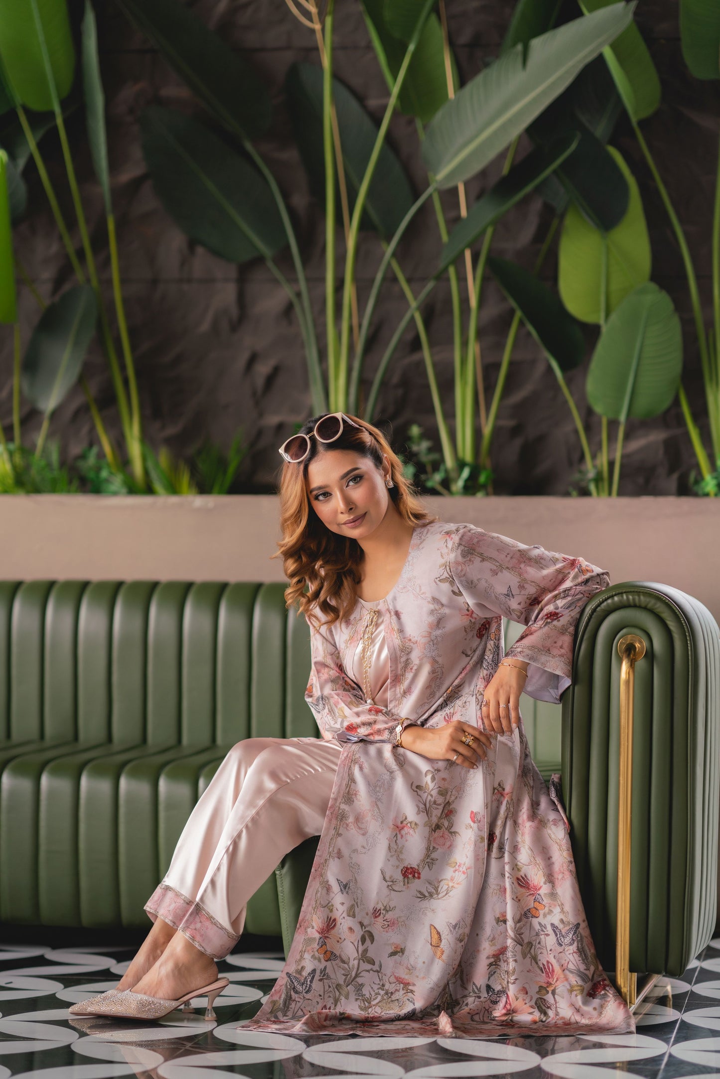 Blush Garden Printed Shrug Set