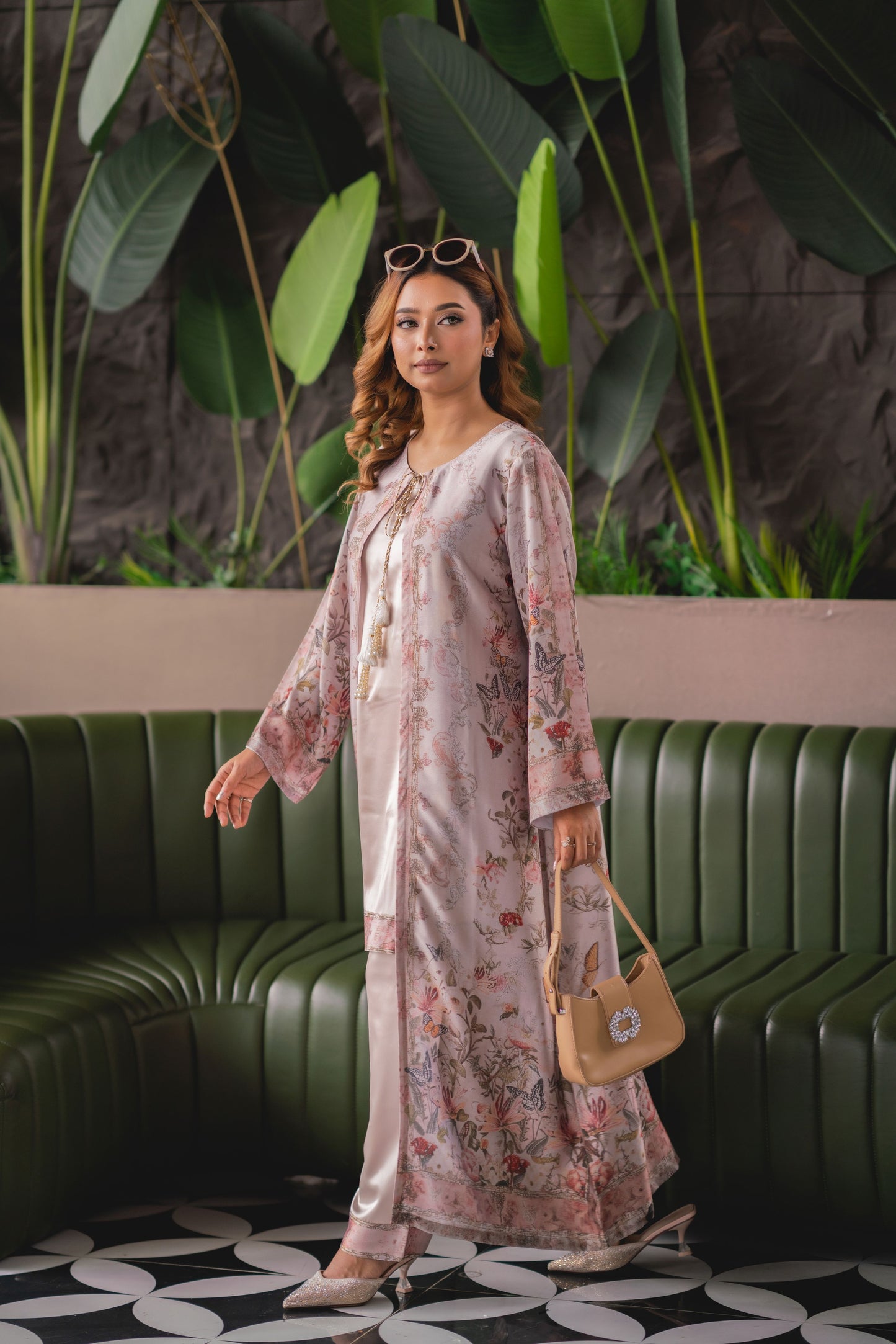 Blush Garden Printed Shrug Set