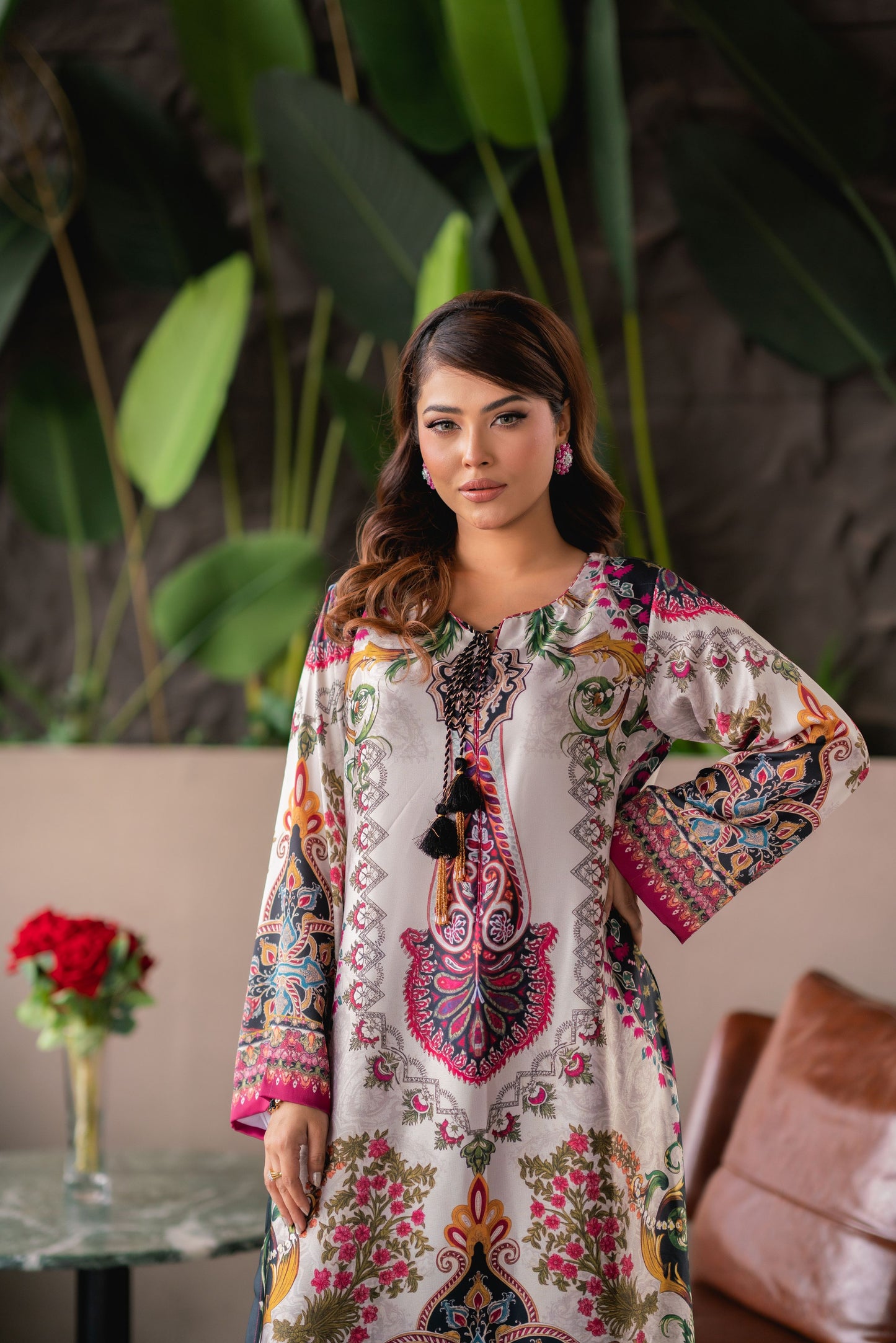 Crimson Paisley Luxe Long Kameez & Pant Set