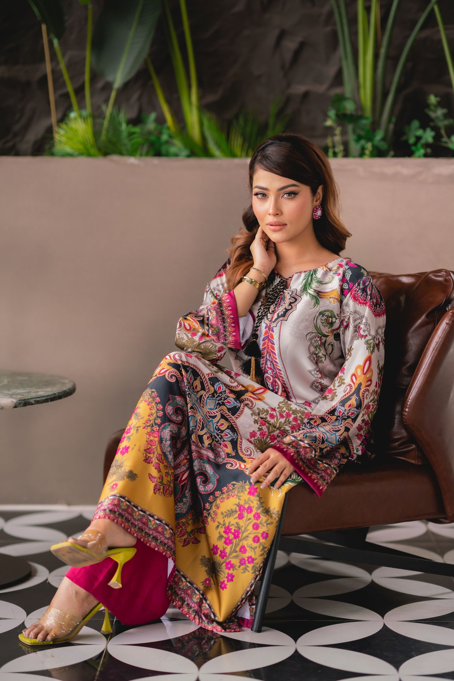Crimson Paisley Luxe Long Kameez & Pant Set
