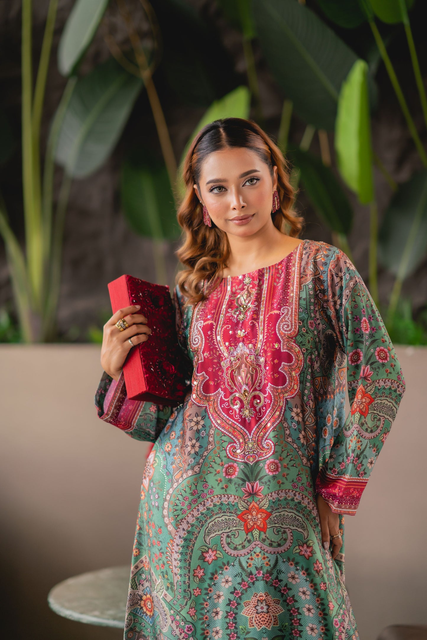 Verdant Heritage Luxe Long Kameez & Pant Set