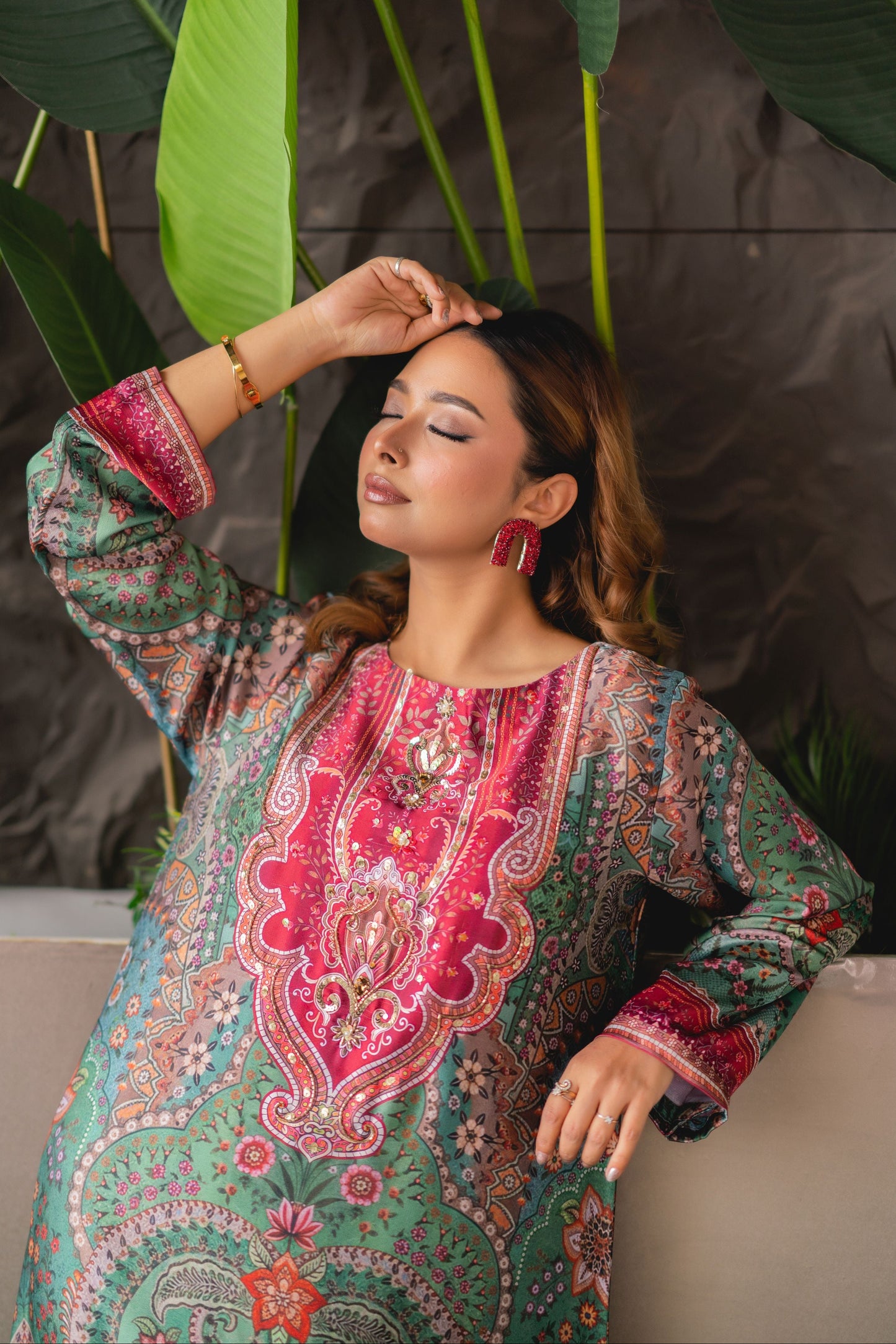 Verdant Heritage Luxe Long Kameez & Pant Set