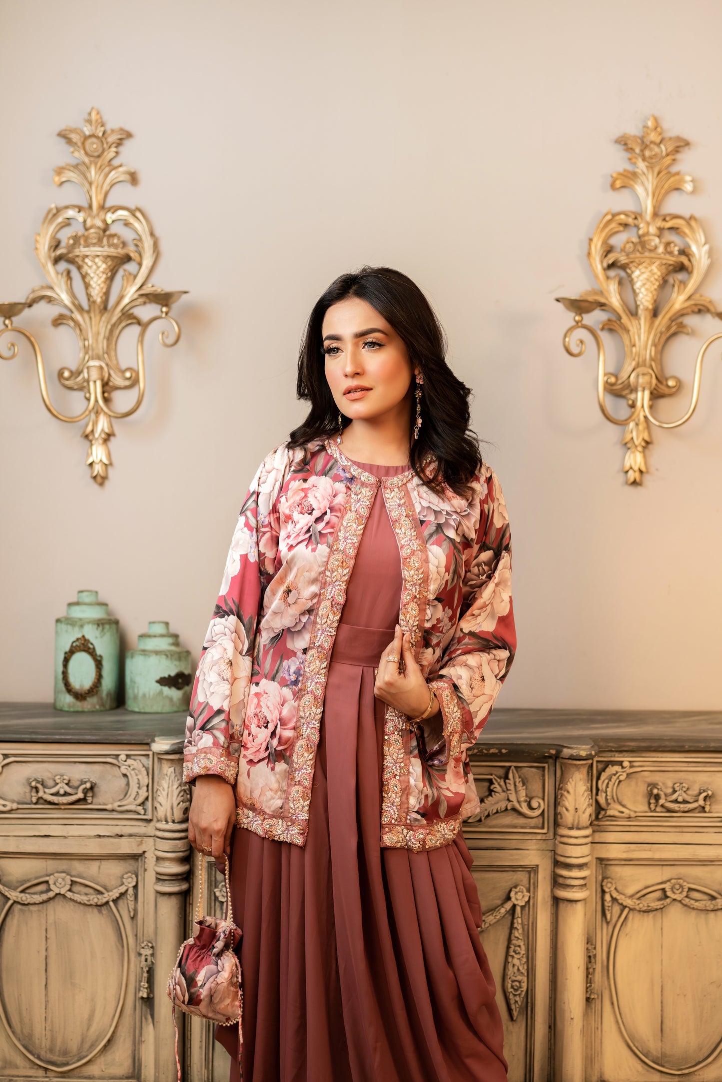 Taupe Karchupi Coaty Gown