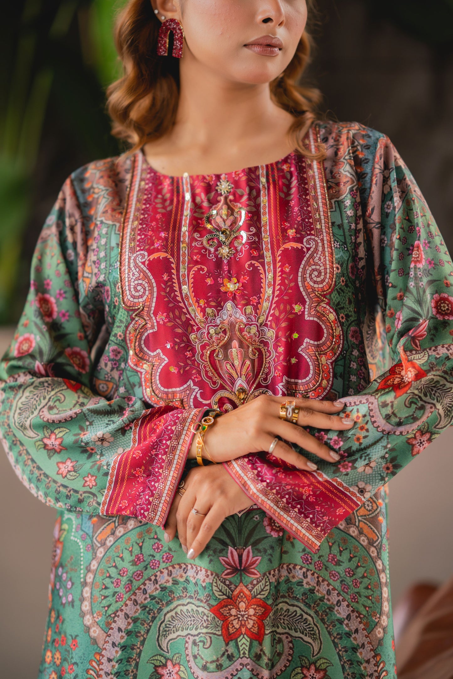 Verdant Heritage Luxe Long Kameez & Pant Set