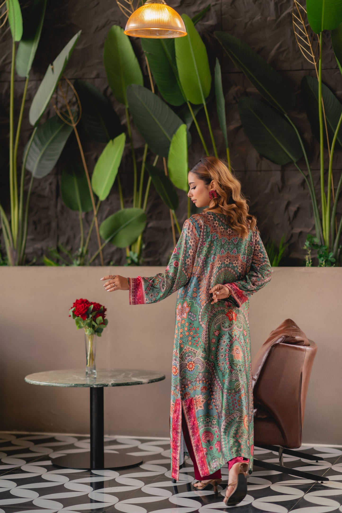 Verdant Heritage Luxe Long Kameez & Pant Set