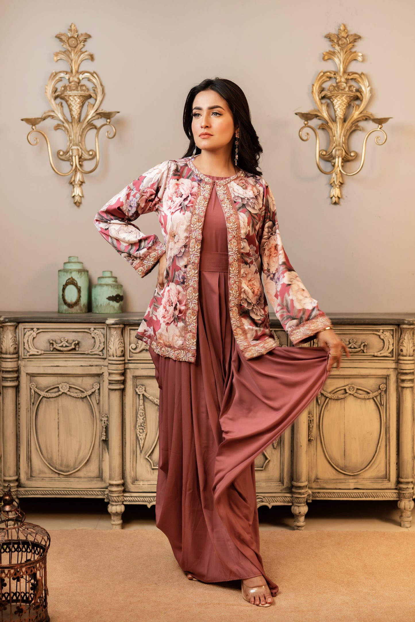 Taupe Karchupi Coaty Gown