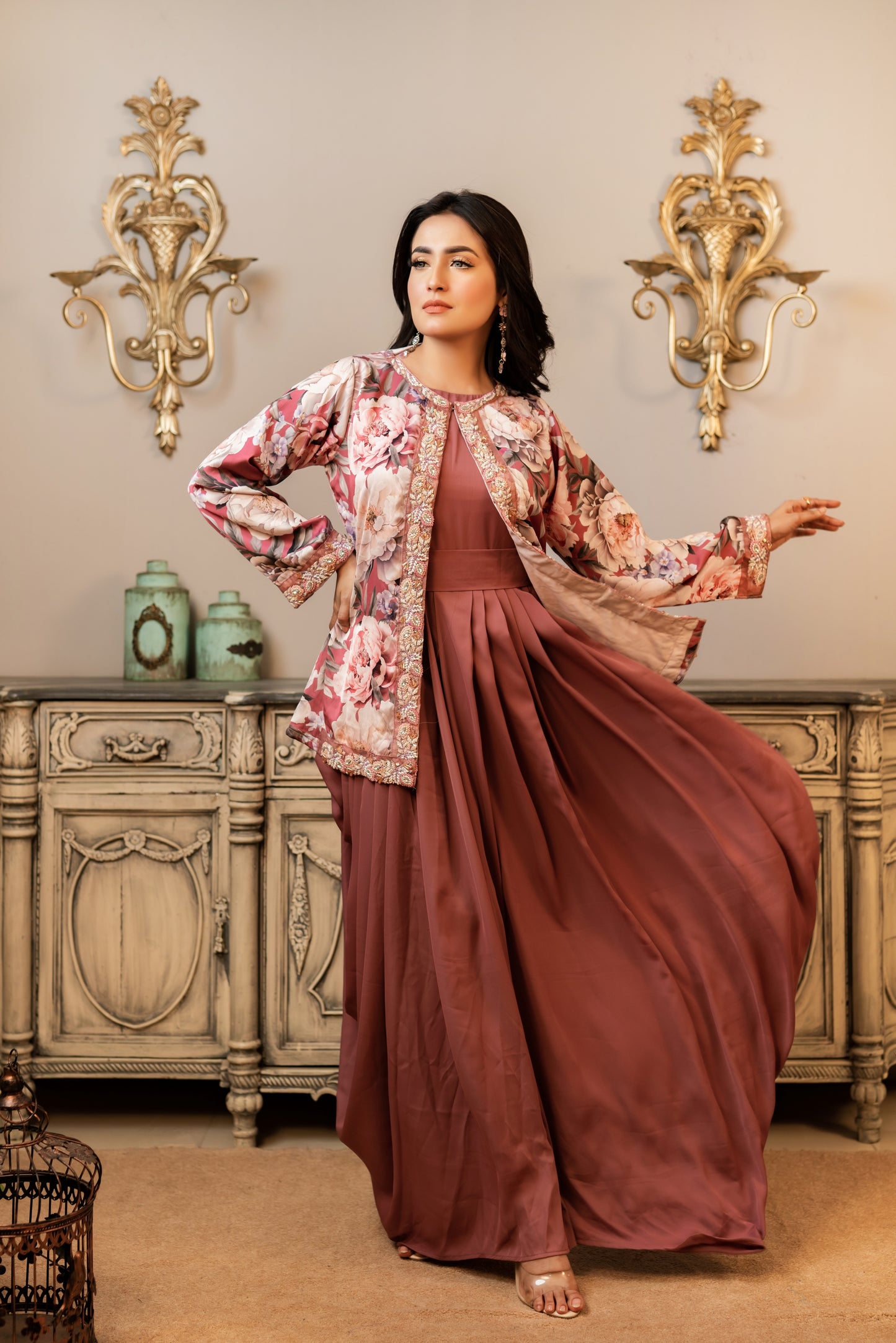 Taupe Karchupi Coaty Gown