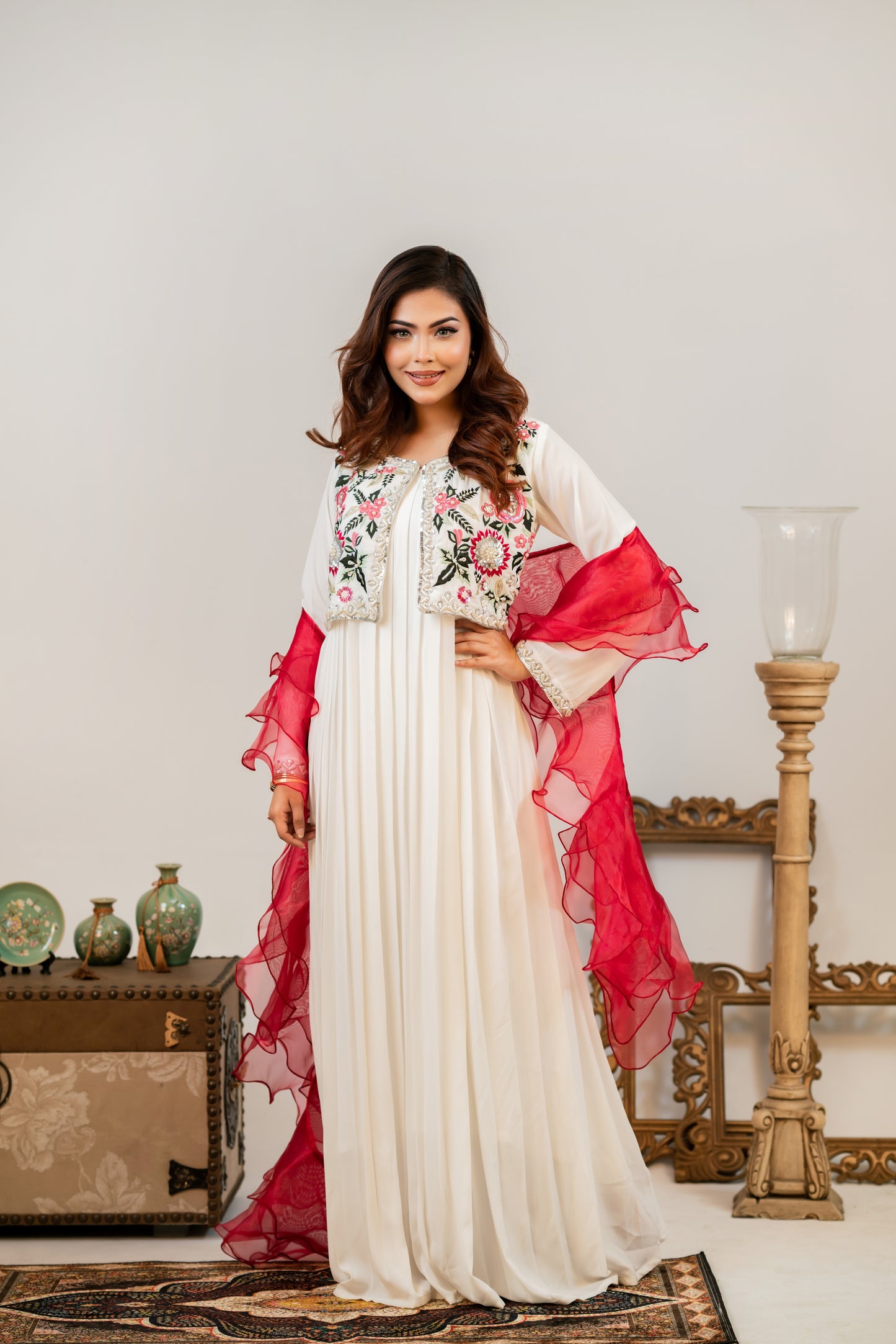 Off-white Embroidered Coat Gown