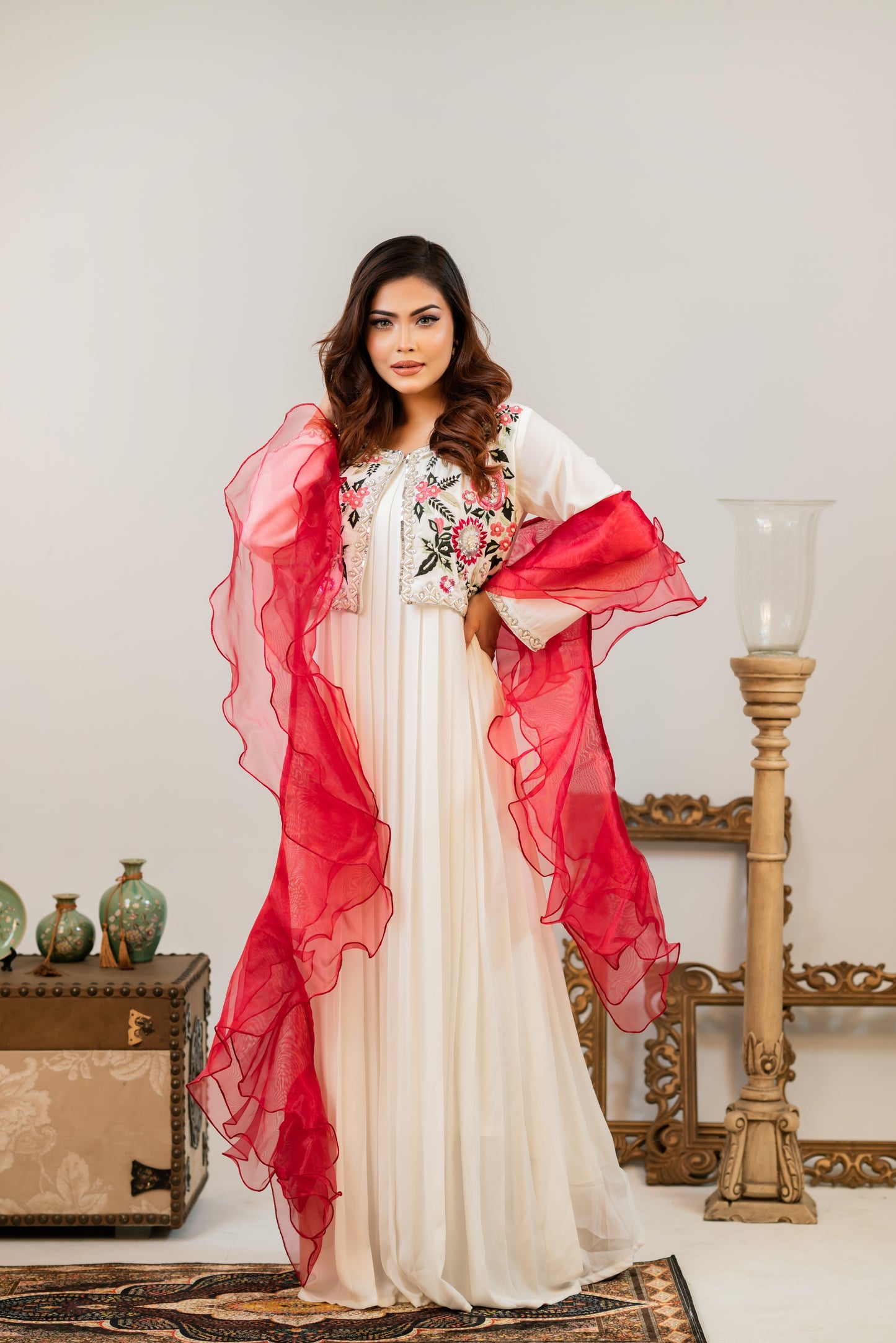 Off-white Embroidered Coat Gown