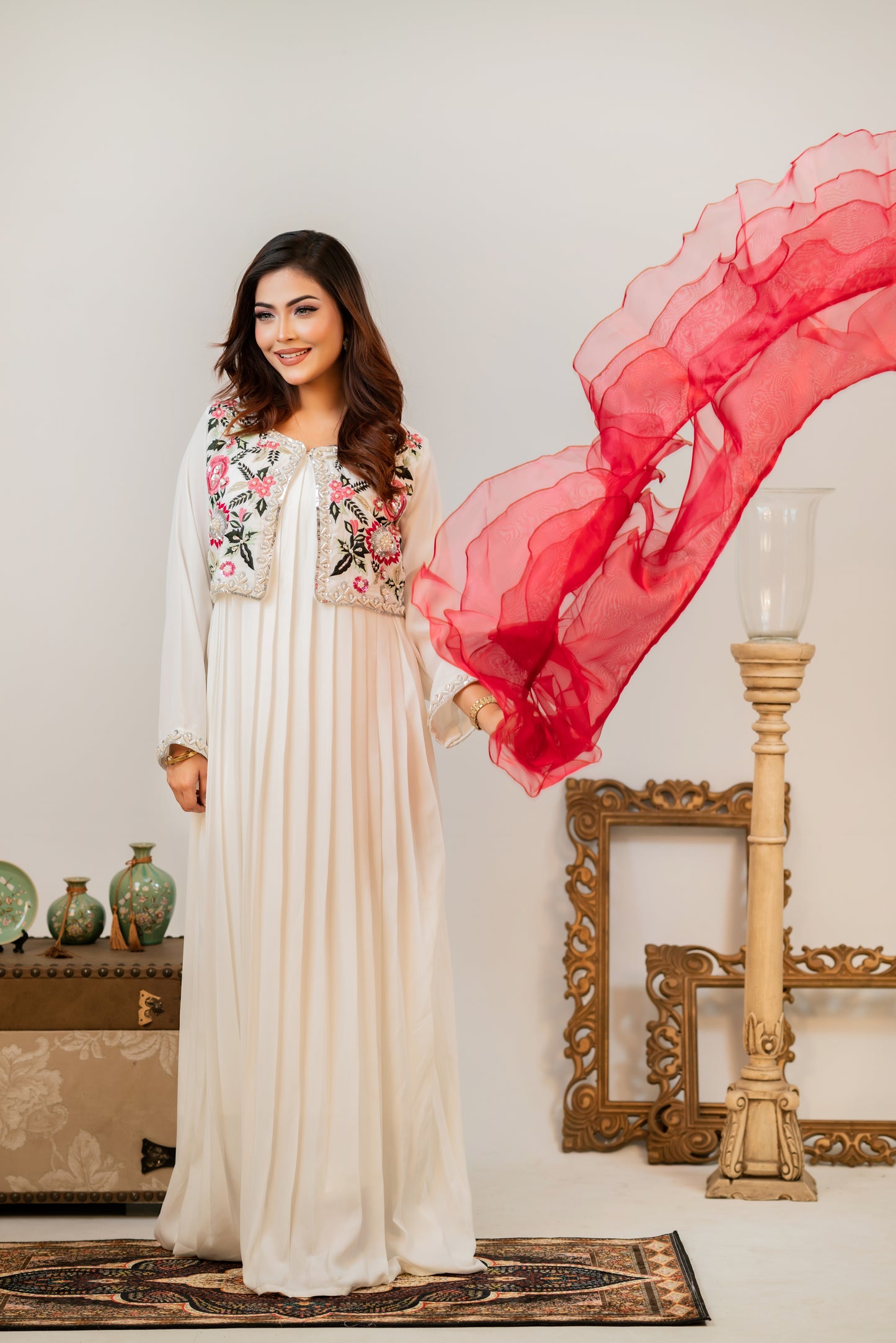 Off-white Embroidered Coat Gown