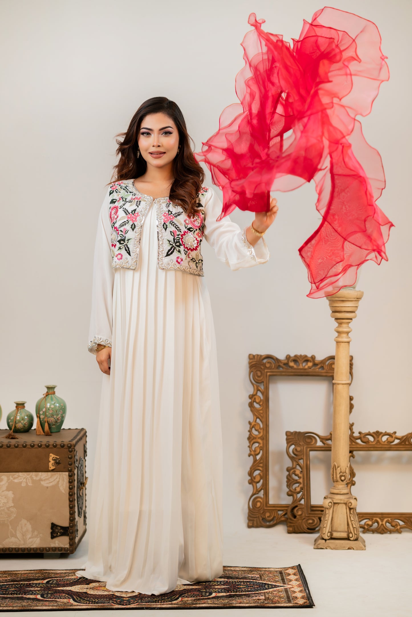 Off-white Embroidered Coat Gown