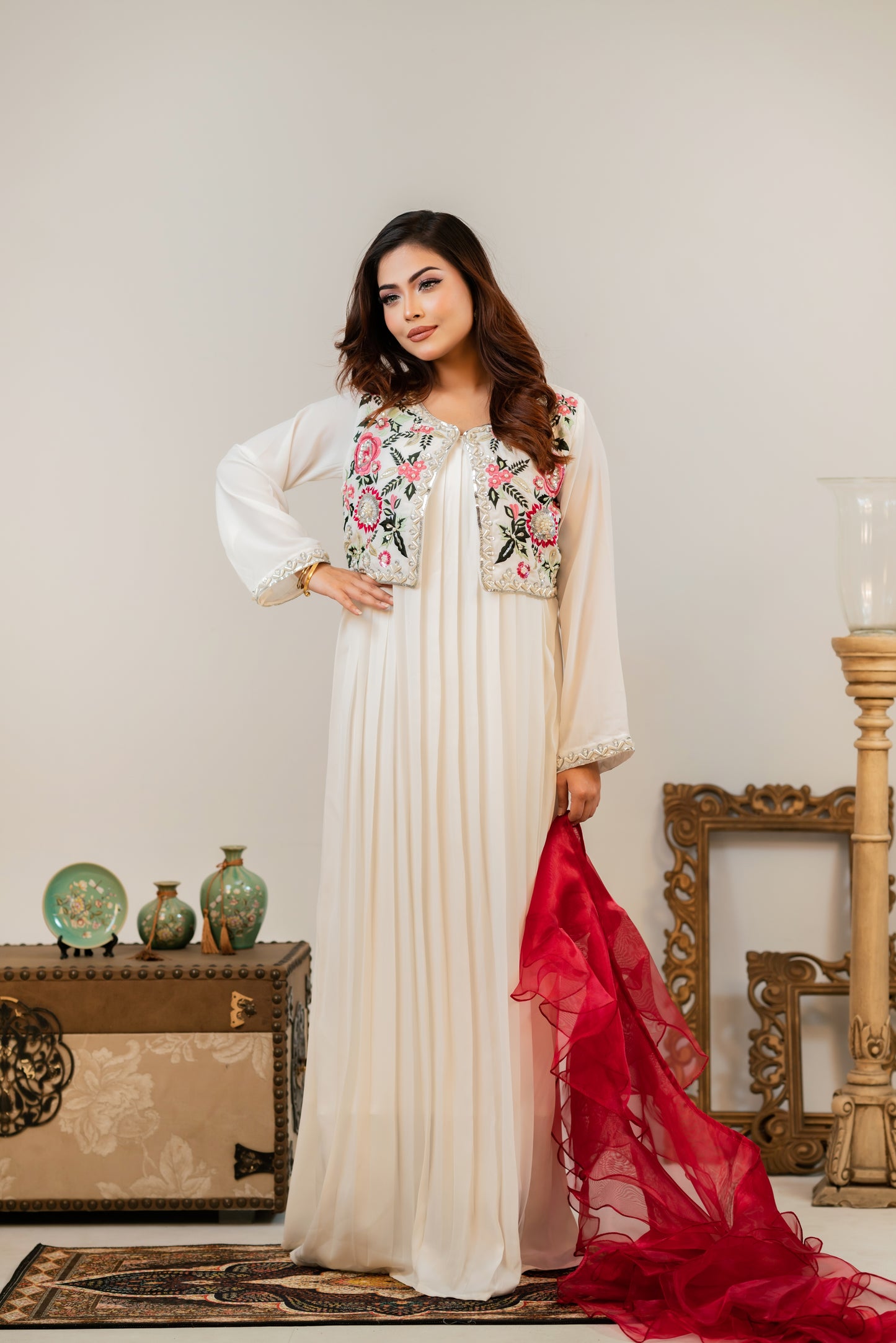 Off-white Embroidered Coat Gown