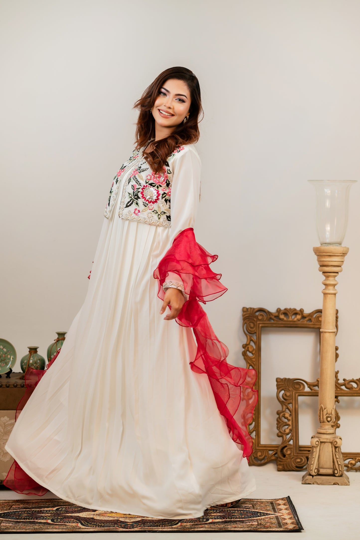 Off-white Embroidered Coat Gown