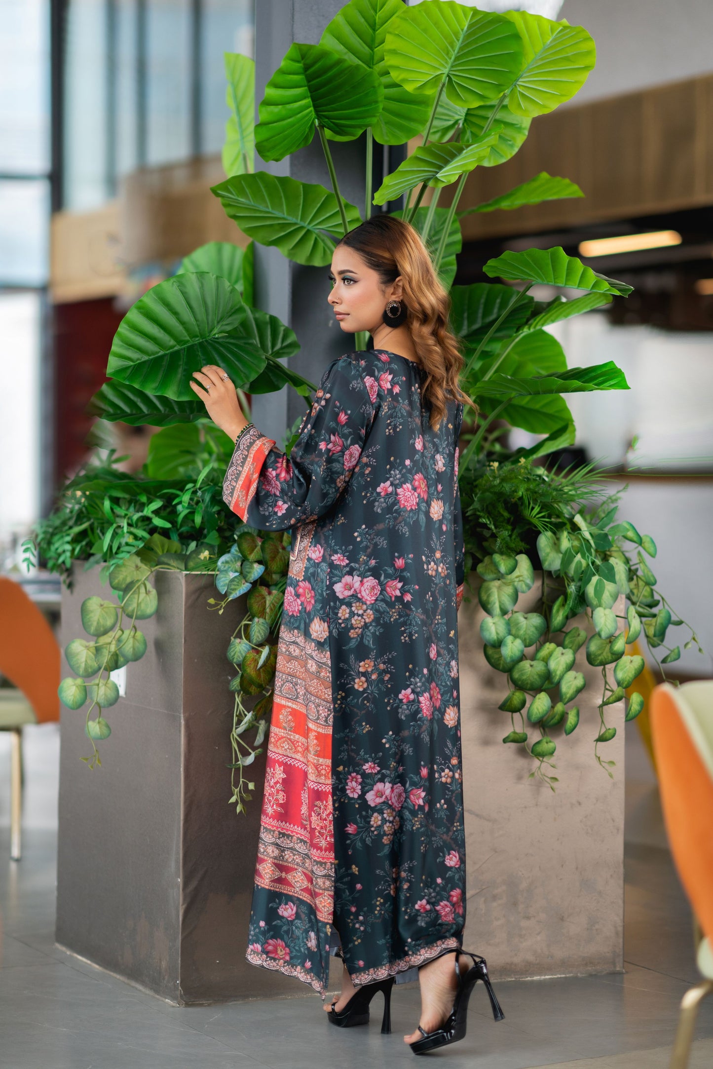 Midnight Rouge Printed Long Kameez And Pant Set