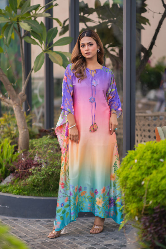 Sunset Bloom Gradient Kaftan and Pant