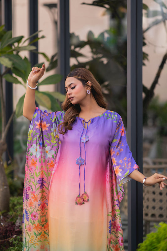 Sunset Bloom Gradient Kaftan and Pant