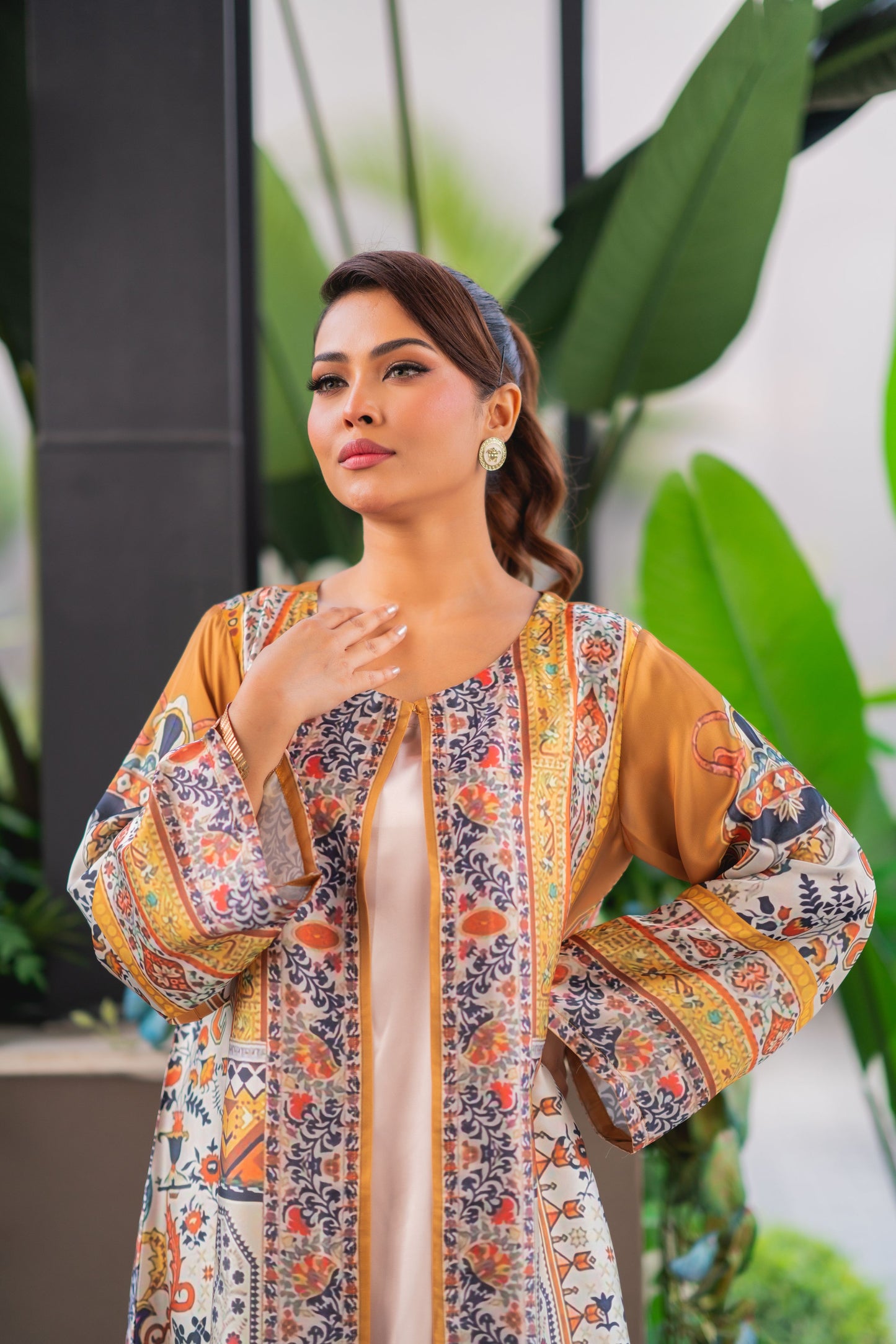 Autumn Muse Printed  Ensemble Shrug Set