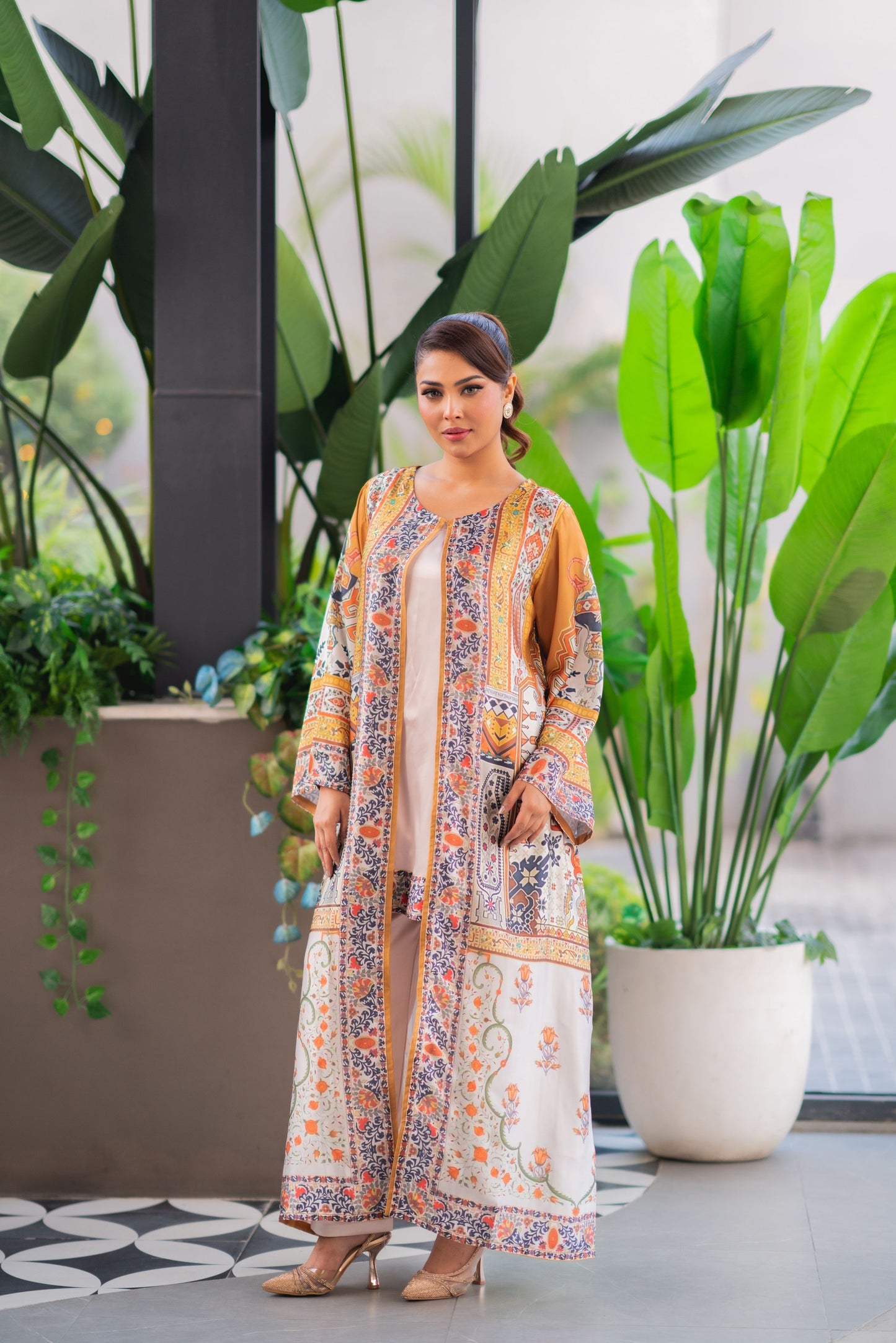 Autumn Muse Printed  Ensemble Shrug Set