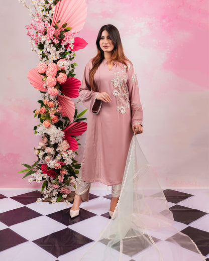 Blush Petal Embroidered Kurti