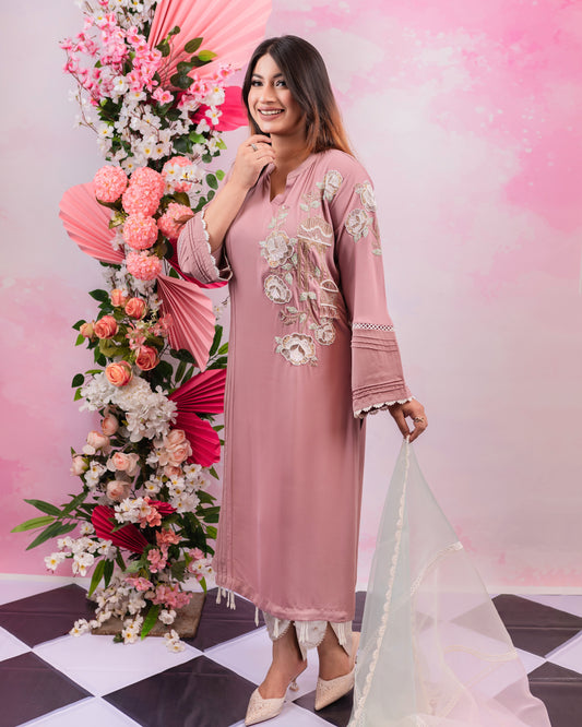 Blush Petal Embroidered Kurti