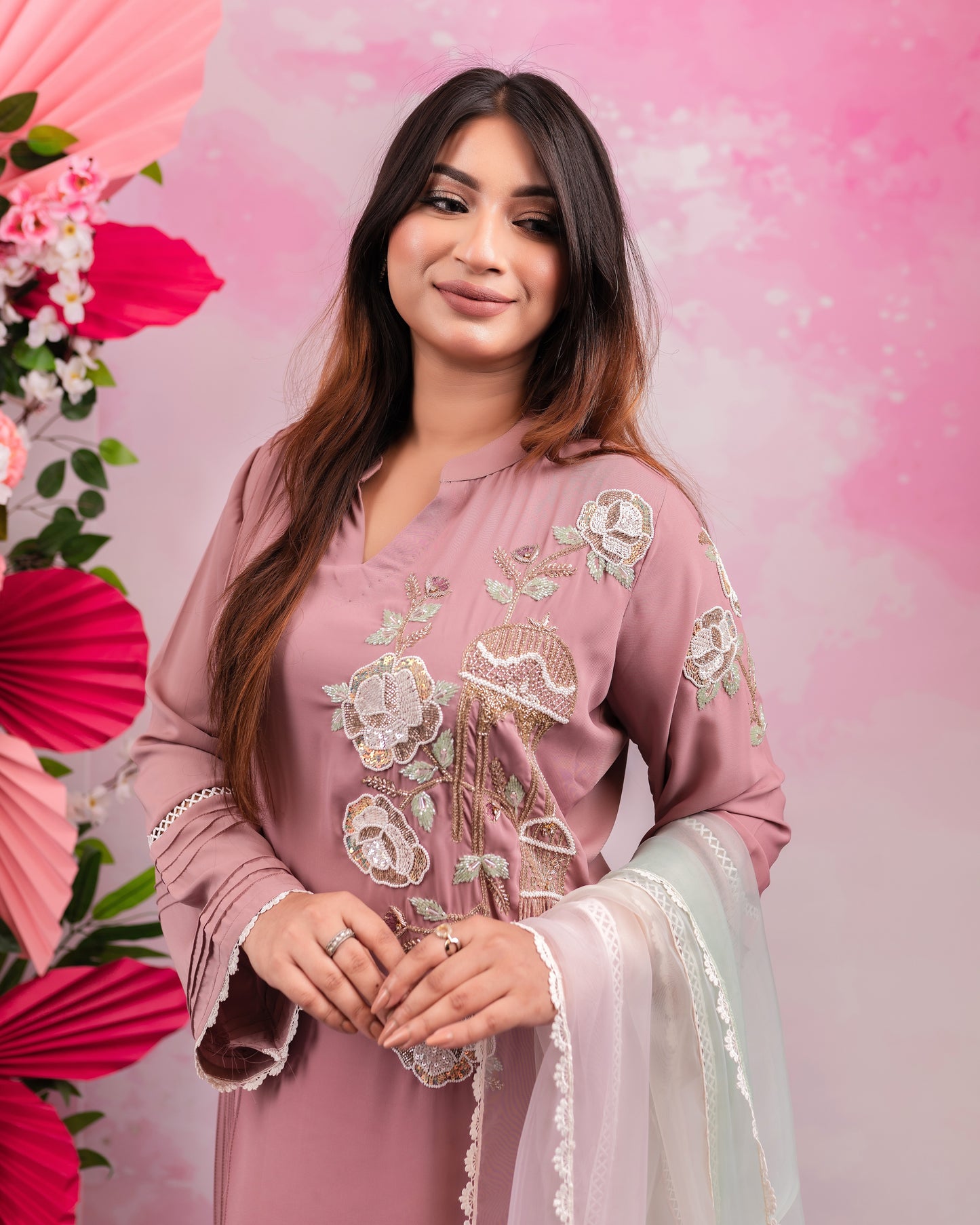 Blush Petal Embroidered Kurti