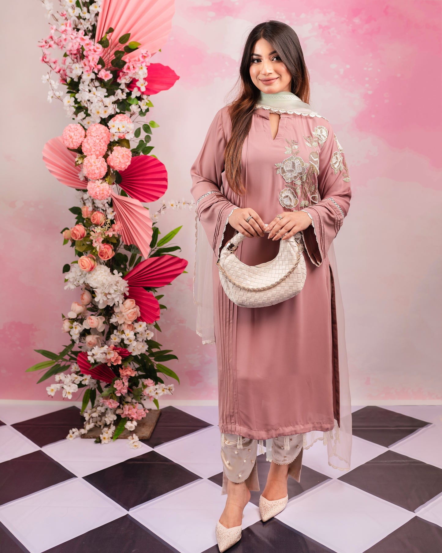 Blush Petal Embroidered Kurti