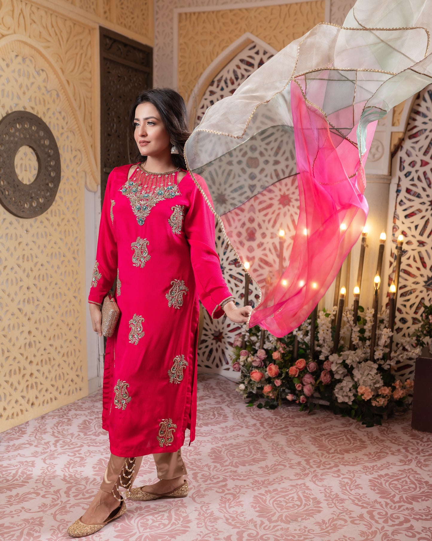 Ruby Radiance Zardozi Kurti