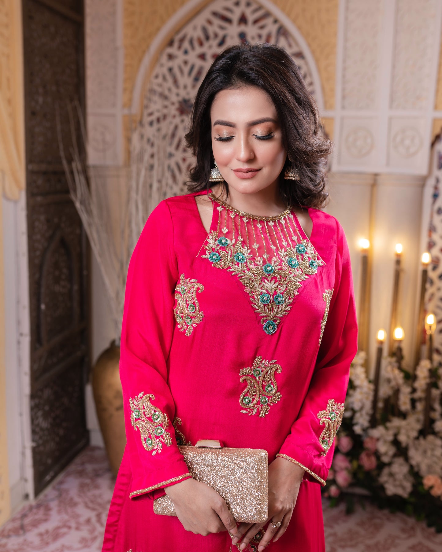 Ruby Radiance Zardozi Kurti