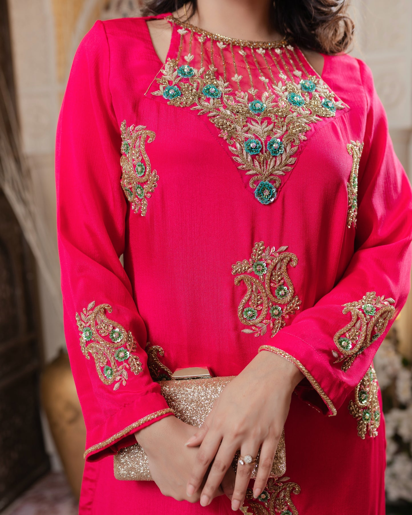 Ruby Radiance Zardozi Kurti