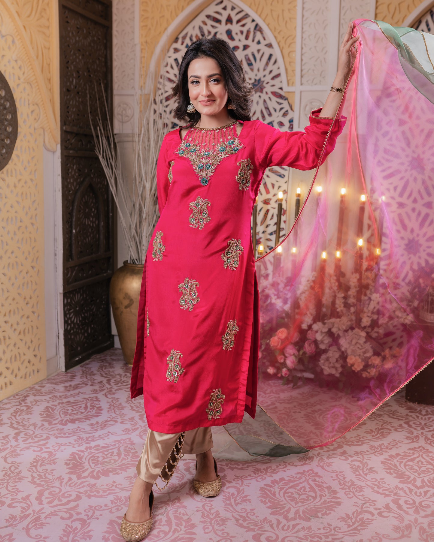 Ruby Radiance Zardozi Kurti