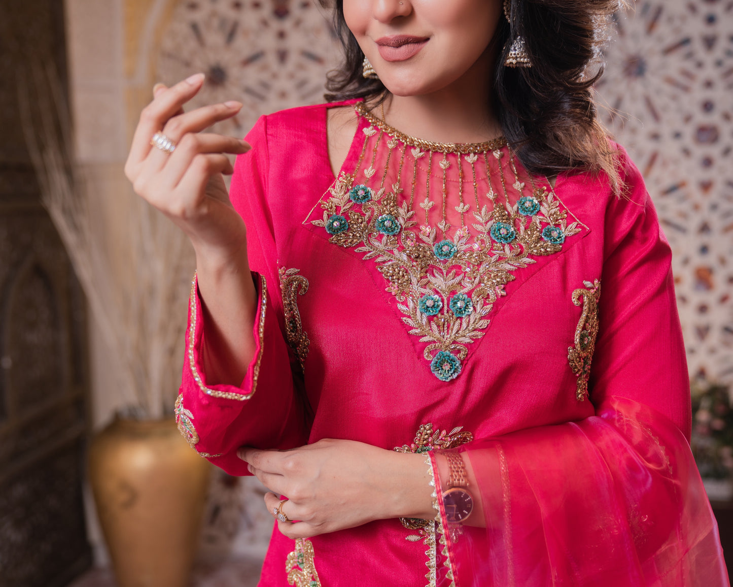 Ruby Radiance Zardozi Kurti