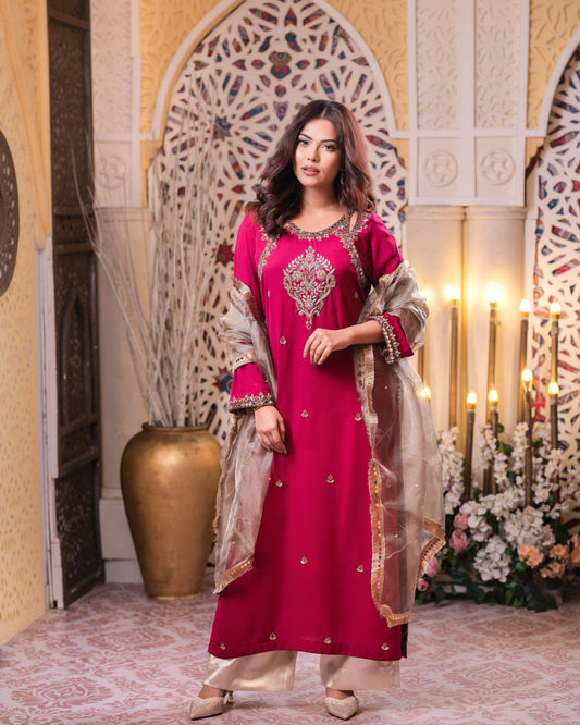 Regal Magenta Zardozi Kurti