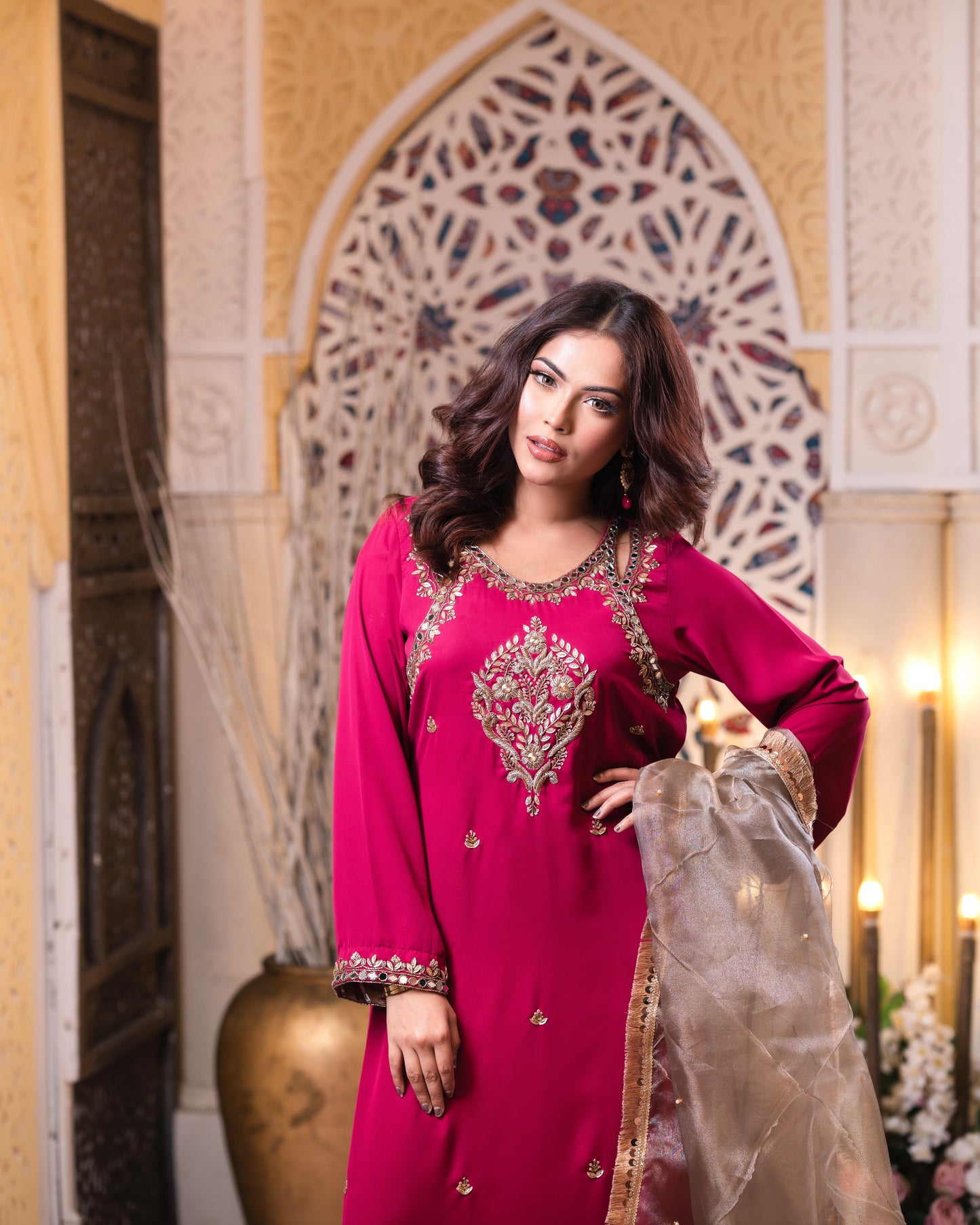 Regal Magenta Zardozi Kurti