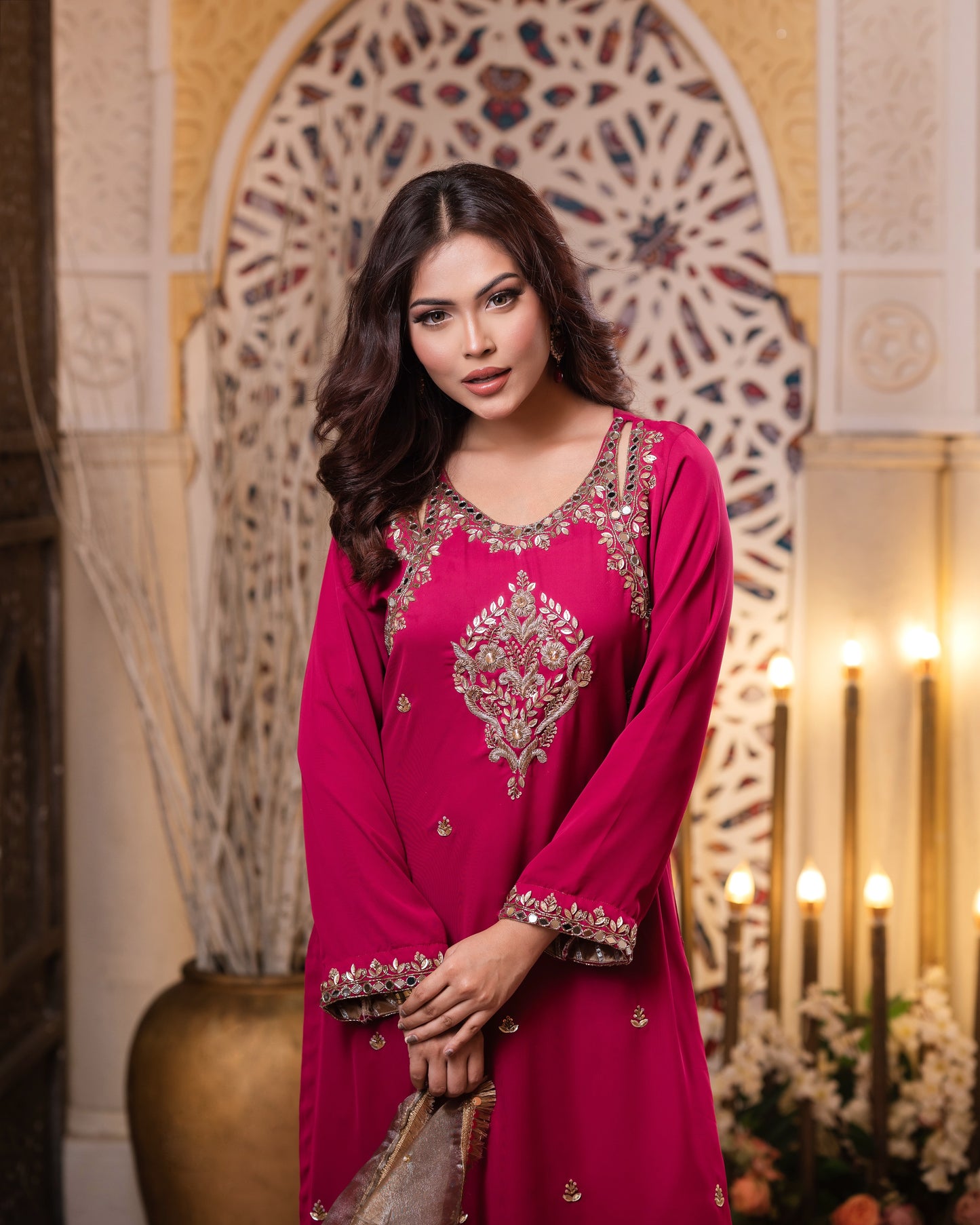 Regal Magenta Zardozi Kurti