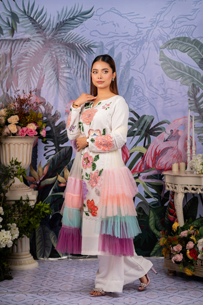Floral Bloom Handpainted Kameez
