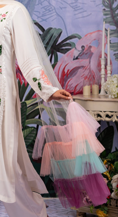 Sheer Pastel Frill Dupatta
