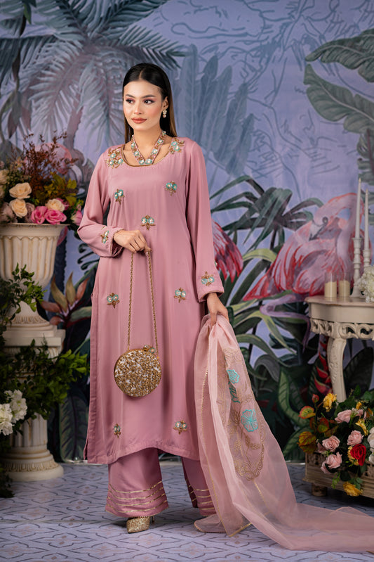 Blush Pink Embellished Shalwar Kameez Set