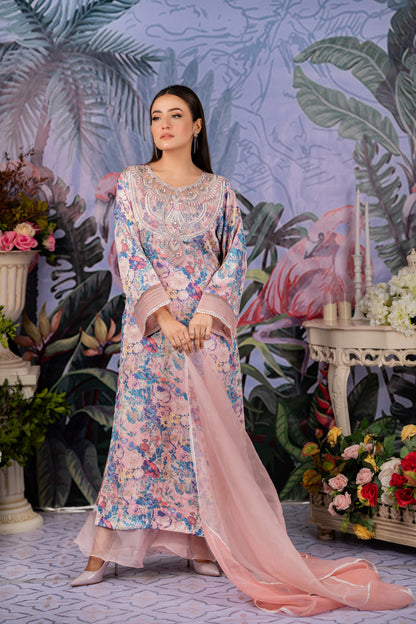 Pastel Floral Embroidered Kameez