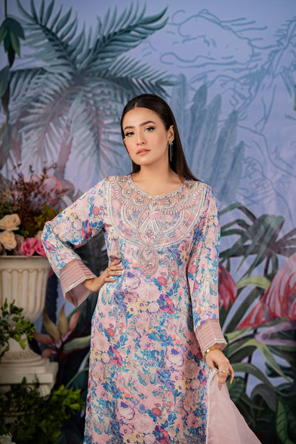 Pastel Floral Embroidered Kameez