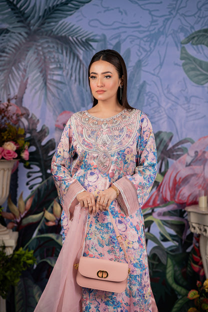 Pastel Floral Embroidered Kameez