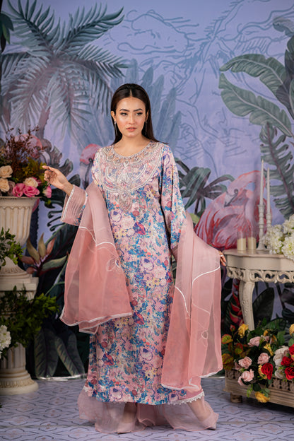Pastel Floral Embroidered Kameez