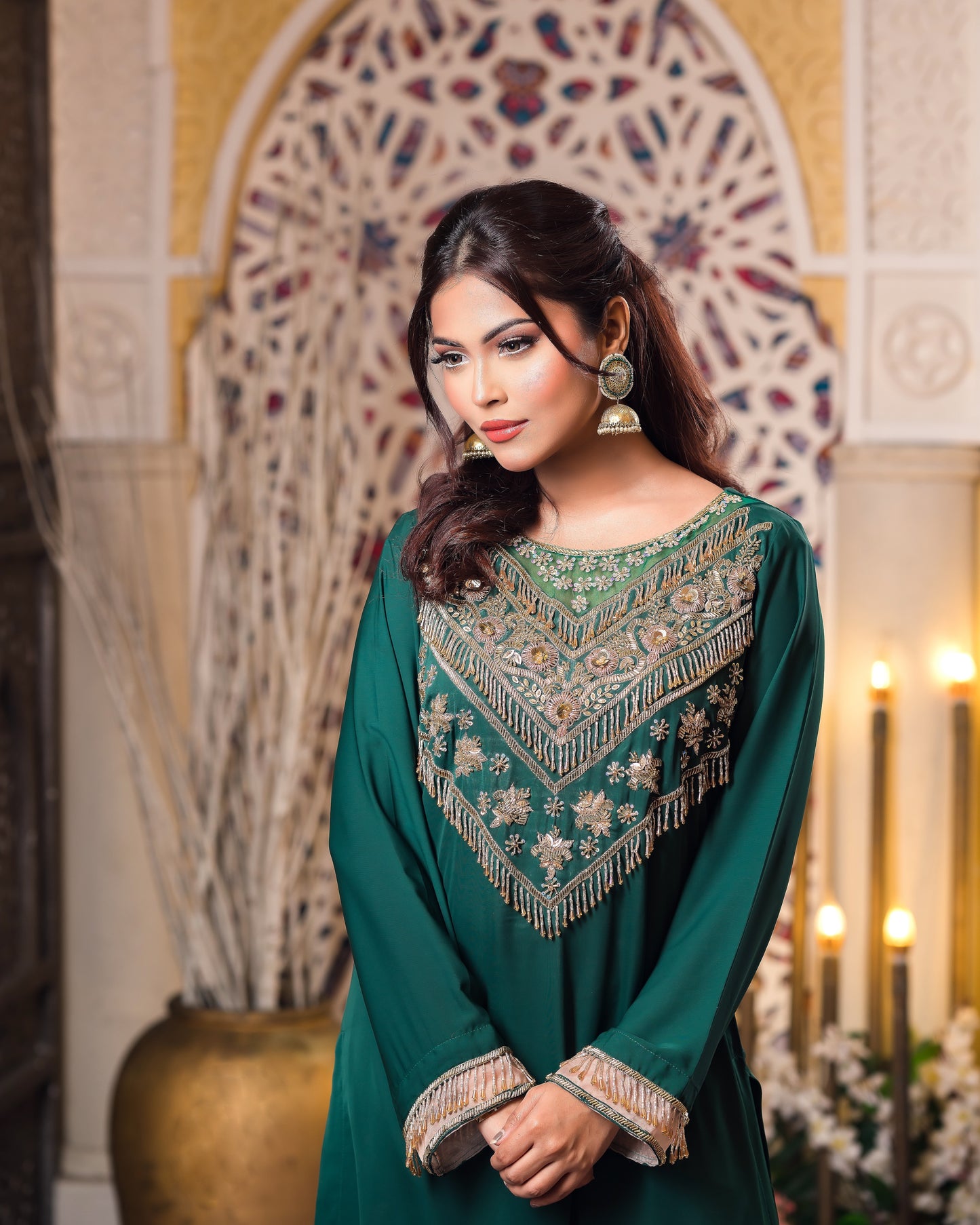 Emerald Grace Embroidered Kurti